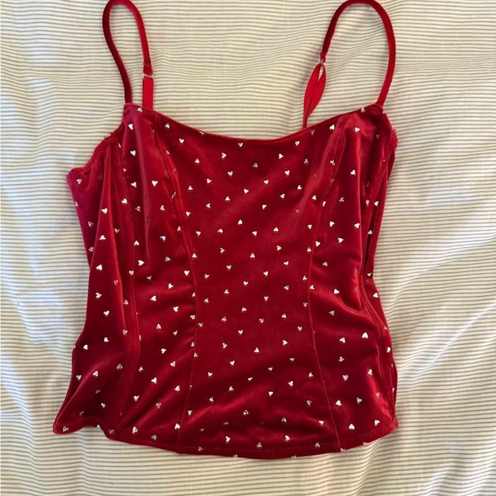 Y2K Trendy Corset Red Hearts Top